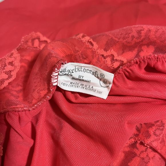 Vintage Aristocraft‎ Red Sleeveless Lace Trim Nightgown Lingerie Womens Medium - Picture 7 of 7